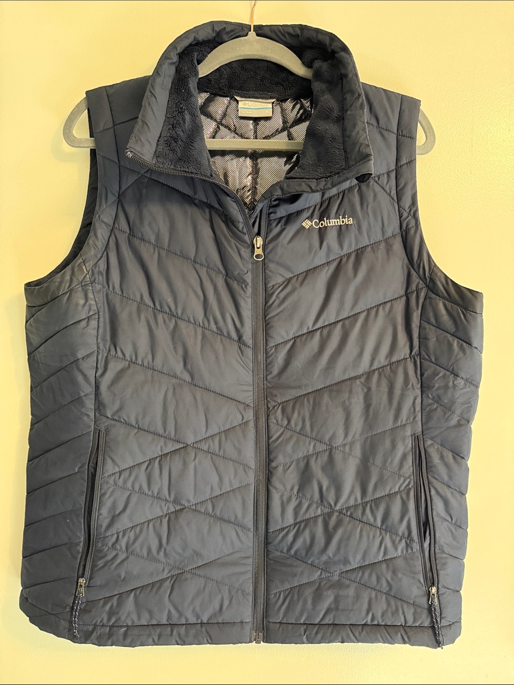 Columbia Women's Heavenly Vest in Navy with Fleece Collar